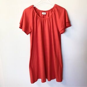 Madewell Texture & Thread Tiered Sleeve Swing Dress - Ripe Persimmon - M